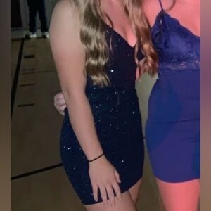 Shimmering Midnight Blue Dress